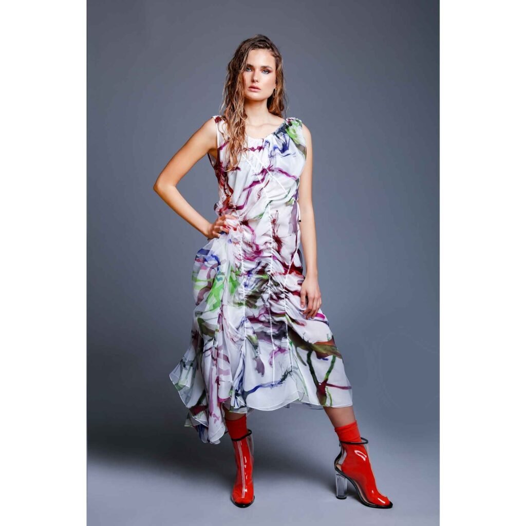 ABIGAIL GREWAL Made To Order Layered Printed String Dress