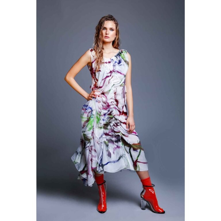ABIGAIL GREWAL Made To Order Layered Printed String Dress
